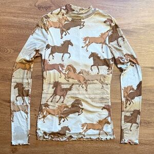 Horse Print Long Sleeve Top